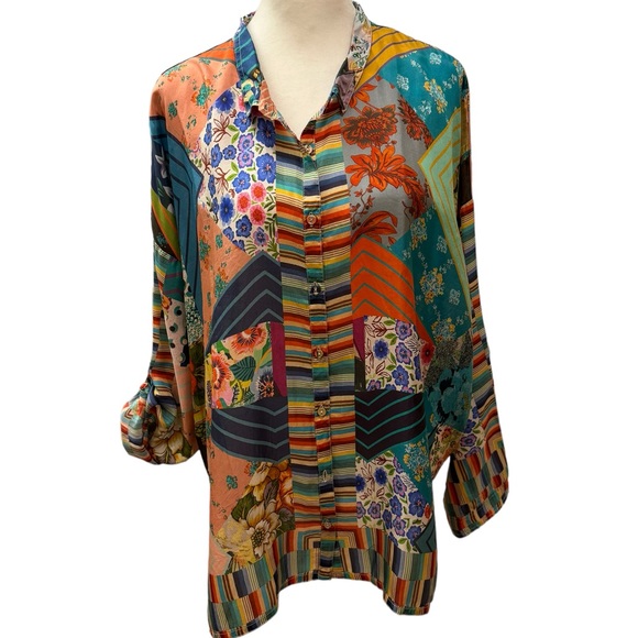 JOHNNY WAS Imagination Kari Button Down Women’s Top. Size L. NWT - Picture 4 of 16